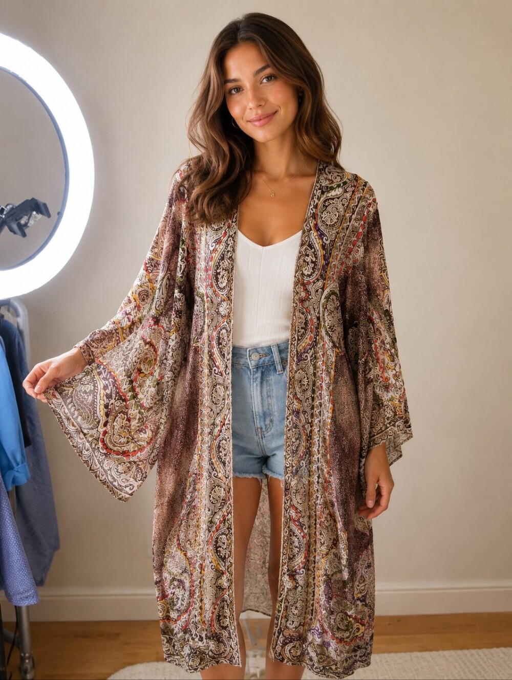 Handmade Paisley Robe with Pockets — NWT